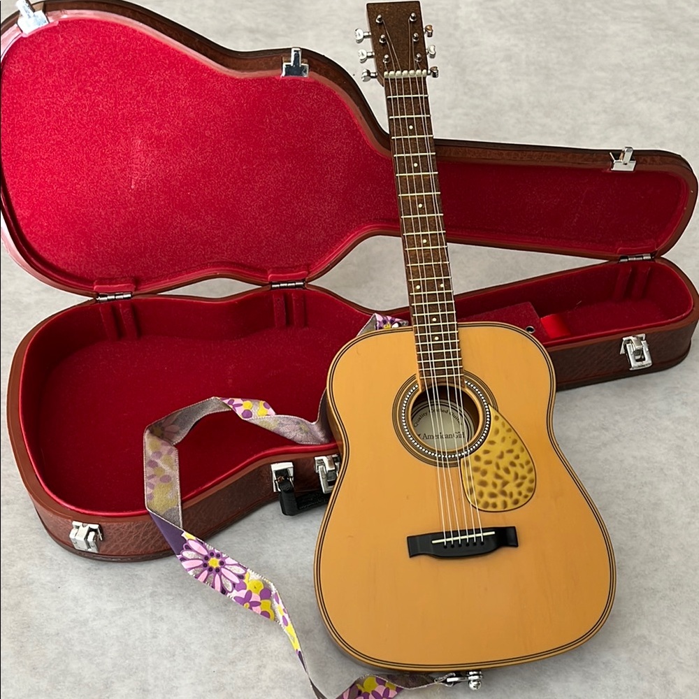 American Girl Guitar with Floral Strap and case for doll